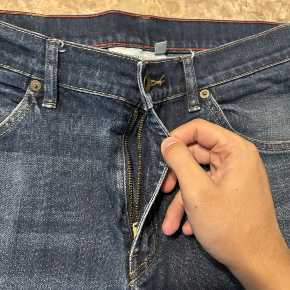 Raleigh Denim Jones Jeans Mens 33x30 Blue Whisker Fade Made In USA